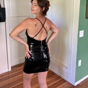Mind Code black sequin party dress